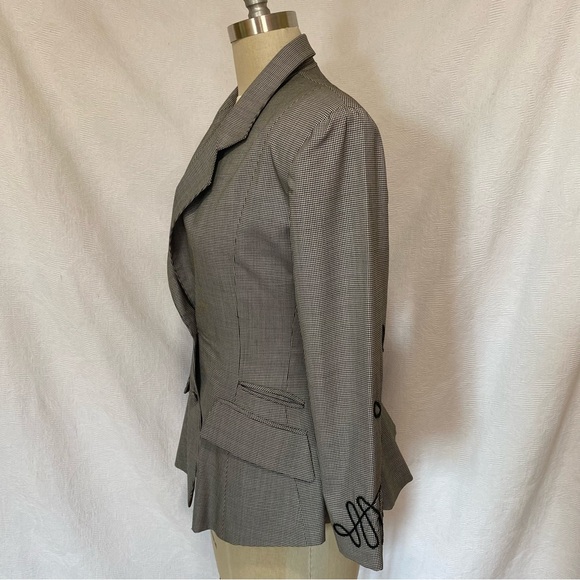 Vintage mini houndstooth fitted 2 button Jacket - Picture 2 of 7